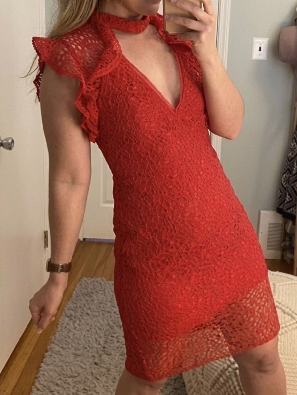 Alexis Red Lace Choker Mini Dress